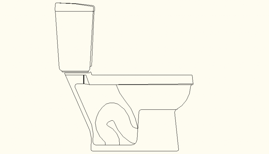 Elevation and plan of english toilet detail layout file