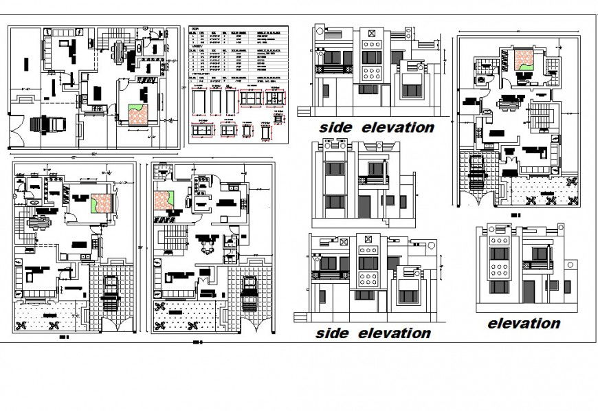 Elevation and plan of house detail 2d view CAD block layout file in autocad format
