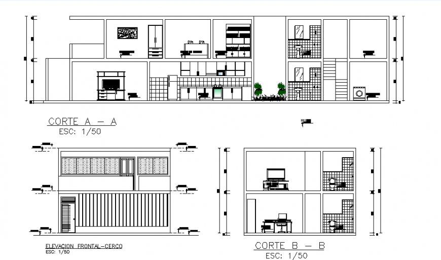 Elevation and section Apartment floor plan