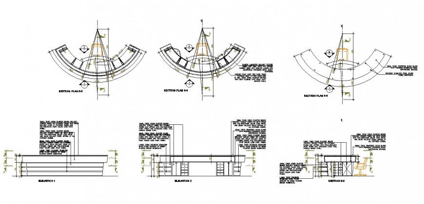 Elevation and section detail of table detail CAD furniture block layout file in autocad format