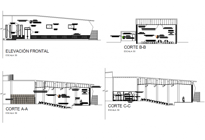 Elevation and section Development auditorium layout file