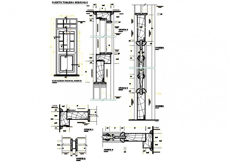 Elevation and section door detail dwg file