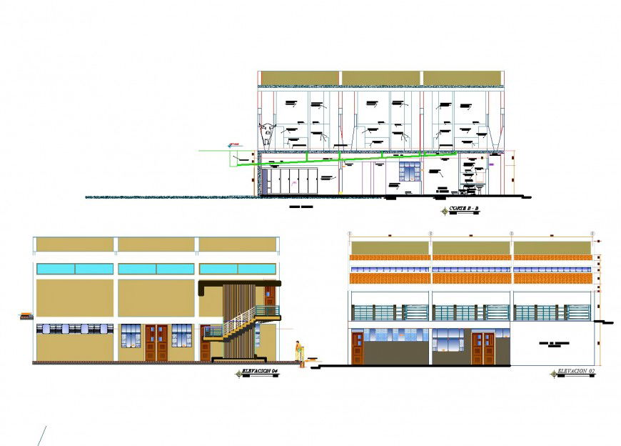 Elevation and section municipal trail plan dwg file