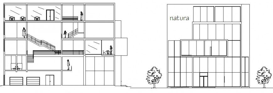 Elevation and section of apartment autocad software dwg file
