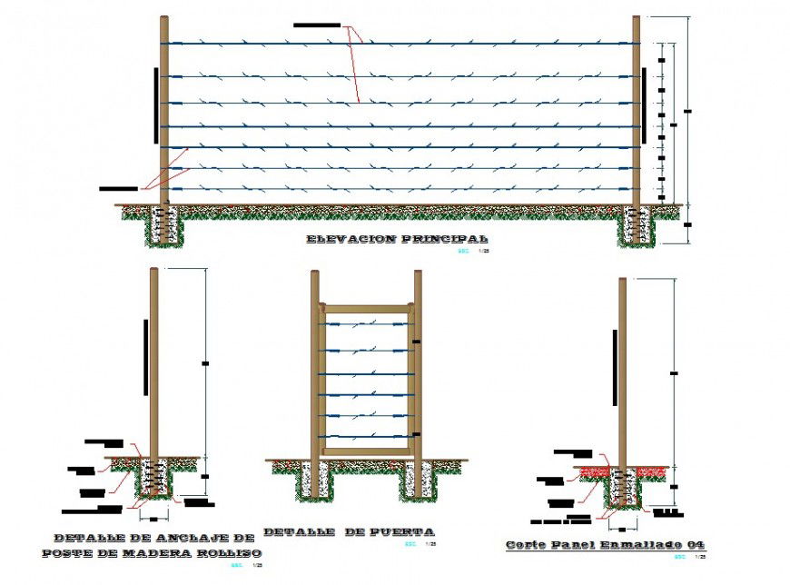 Elevation and section pile autocad file