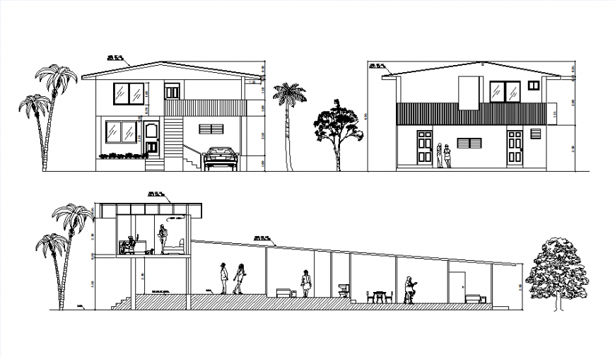 Elevation and section remodelling plan autocad file