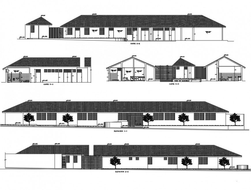 Elevation and section sanitary clinic plan layout file