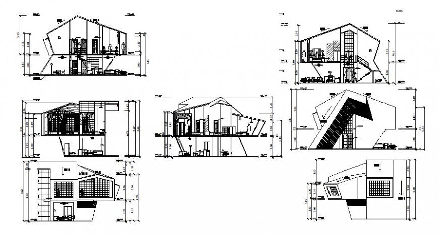 Elevation and section view of residential area in AutoCAD