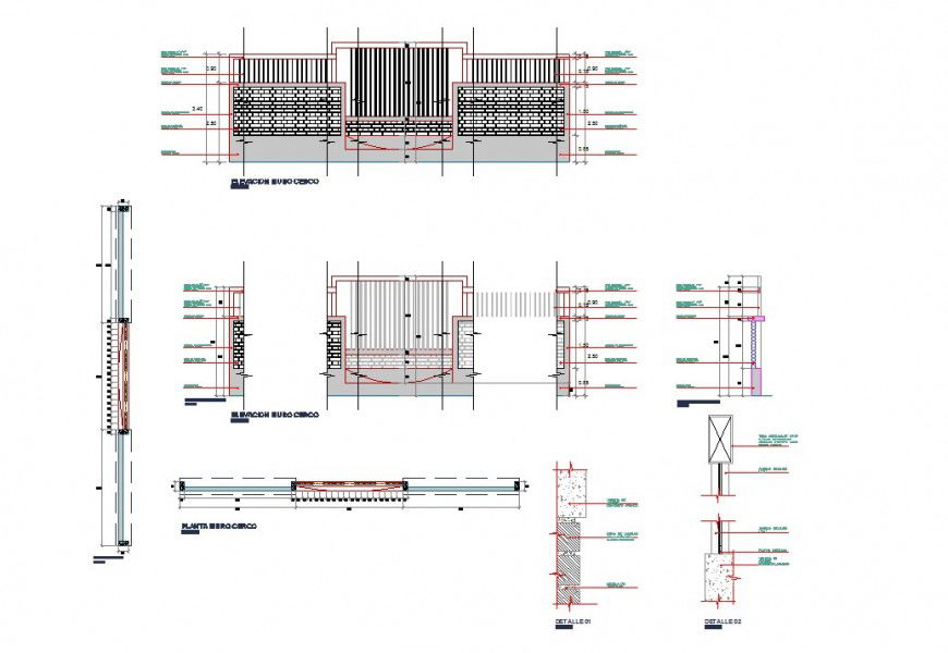 Elevation and section wall gate layout file