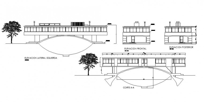 Elevation and sectional detail of 2d building block autocad file