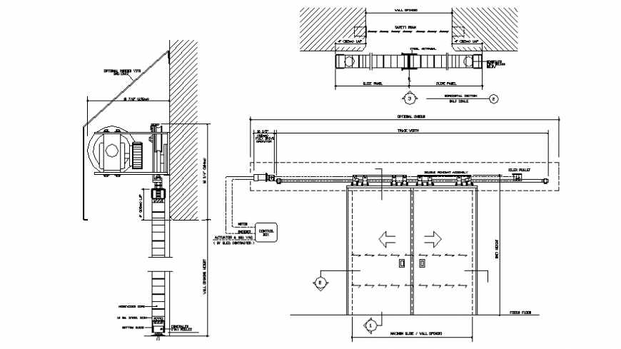 Elevation and sectional details of elevator autocad file