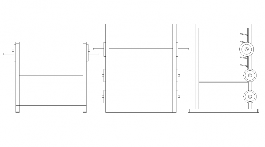 Elevation and side view for weight supporter with simple mechanics system dwg file
