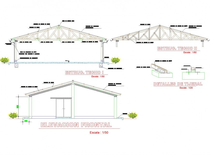 Elevation and steel framing section reale state agencies dwg file