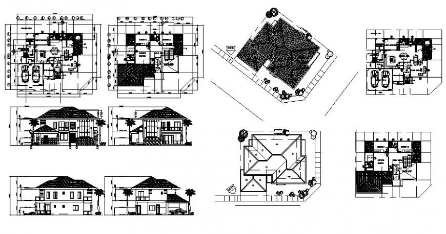 Elevation and work plan of house drawings 2d view autocad file