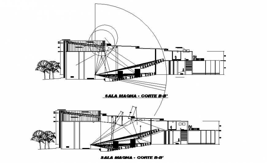 Elevation Auditorium insulation acoustic autocad file