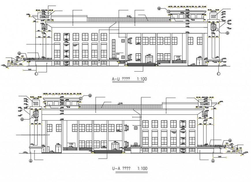 Elevation auditorium plan detail autocad file