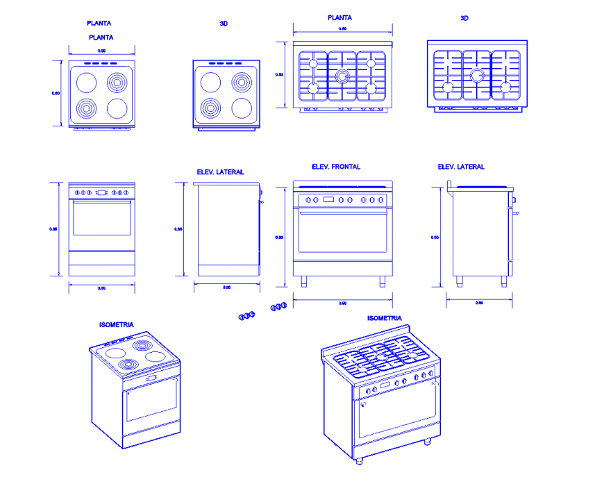 Elevation block of gas-stove detail 2d view dwg file