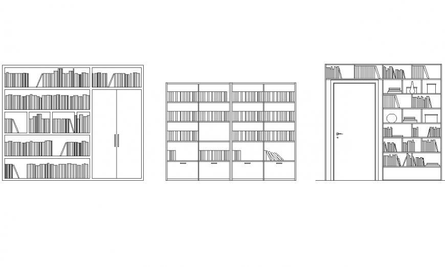 Elevation bookcase plan autocad file