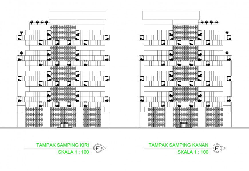 Elevation business hub commercial building plan