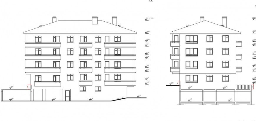 Elevation commercial building plan detail dwg file