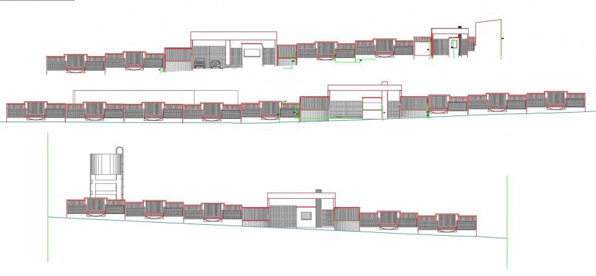 Elevation commercial bulling gate detail dwg file
