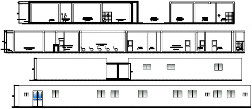 elevation design and section plan in autocad file