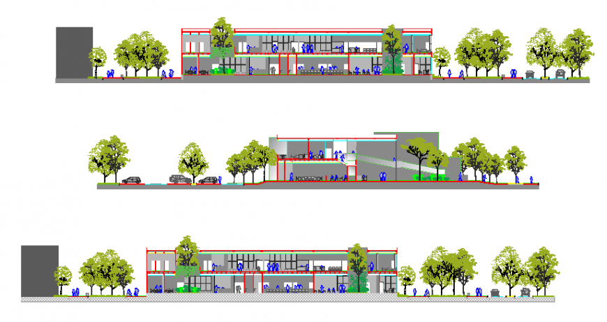 Elevation design drawing of administrative corporate building design