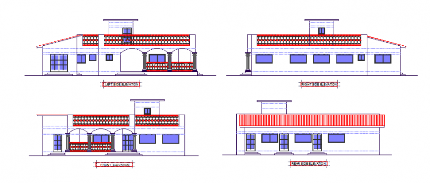 Elevation design drawing of Bungalow project