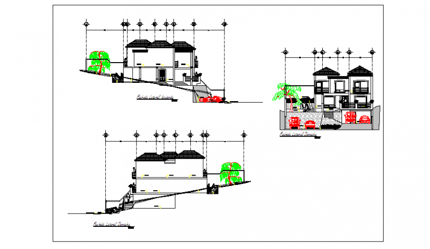 Elevation design drawing of family home design drawing