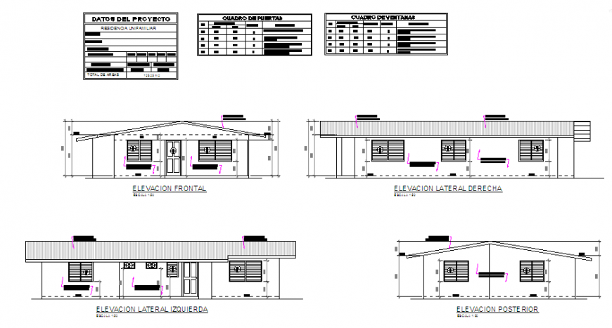 Elevation design drawing of Preliminary housing design drawing