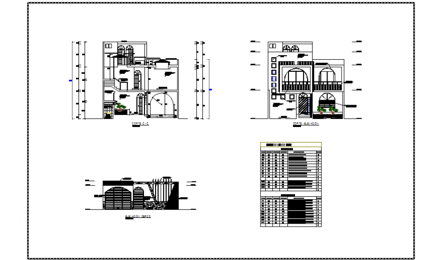 Elevation design drawing of Single family house design drawing