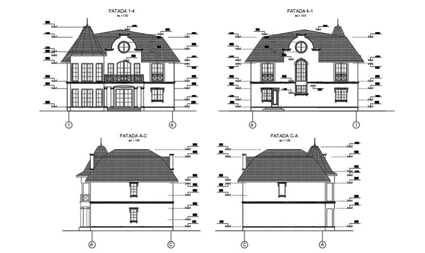 Elevation design drawings of 2storey house design