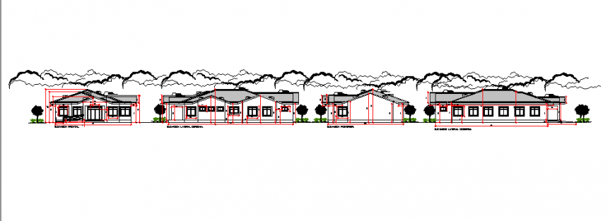 Elevation design of Architectural project of communal house design drawing