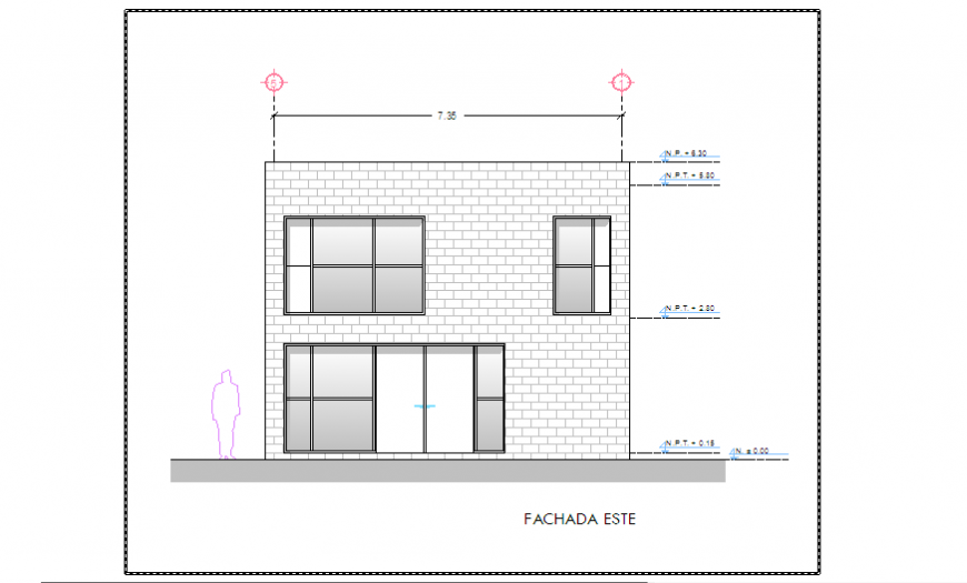 Elevation design of House design drawing in Ireland.