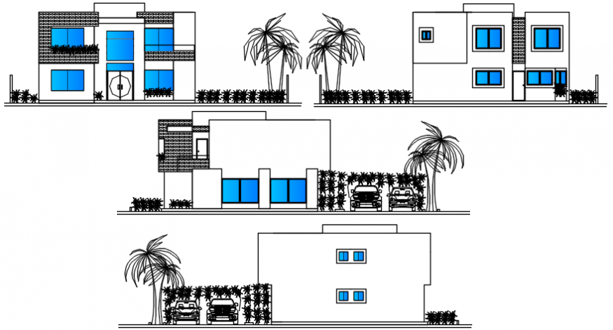 Elevation design of house project cad file