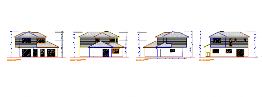 Elevation design of houses details with plot area
