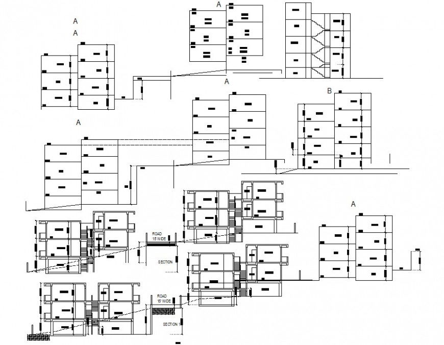 elevation design of residence apartment cad file
