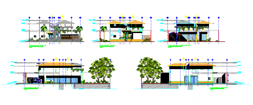 Elevation design of residential house design drawing