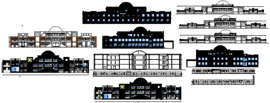 Elevation design of school project autocad file