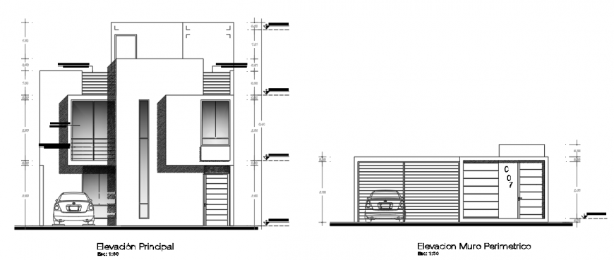 Elevation design of Single family housing project planing design drawing