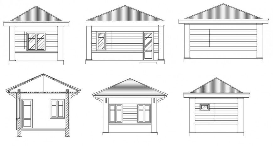Elevation design of small House cad file