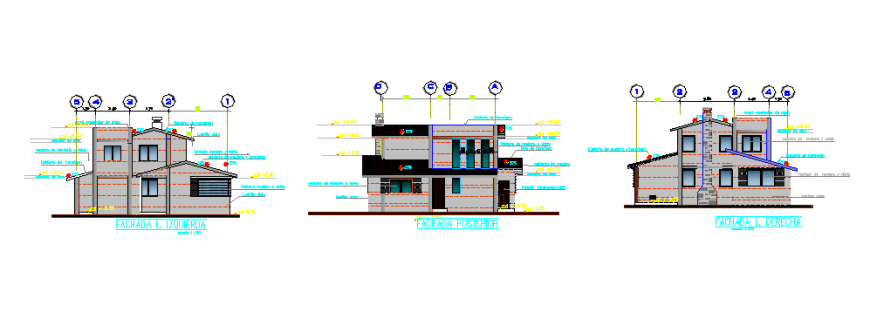 Elevation design of small type living place design drawing