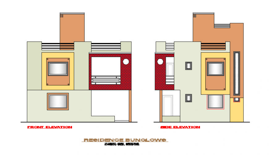 Elevation detail drawing of house in dwg file.