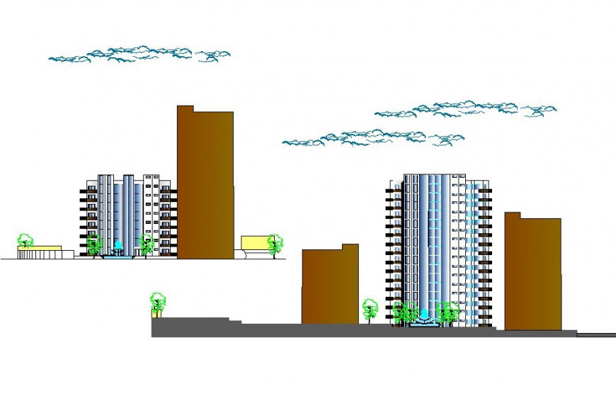 High-Rise Building Elevation Detail Plan in DWG File