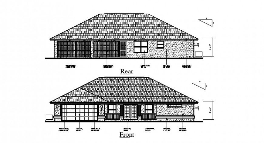 Elevation detail of building apartment drawing in this autocad drawing