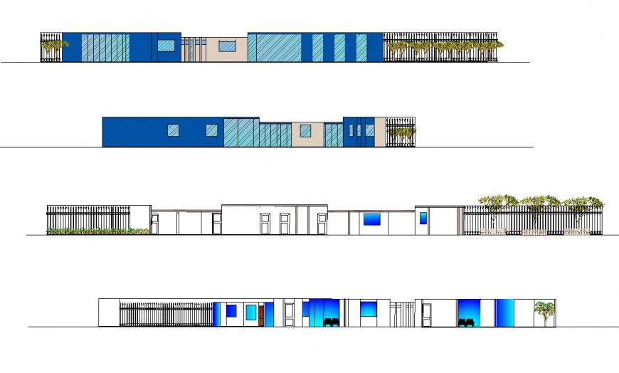 Elevation detail of commercial office plan dwg file