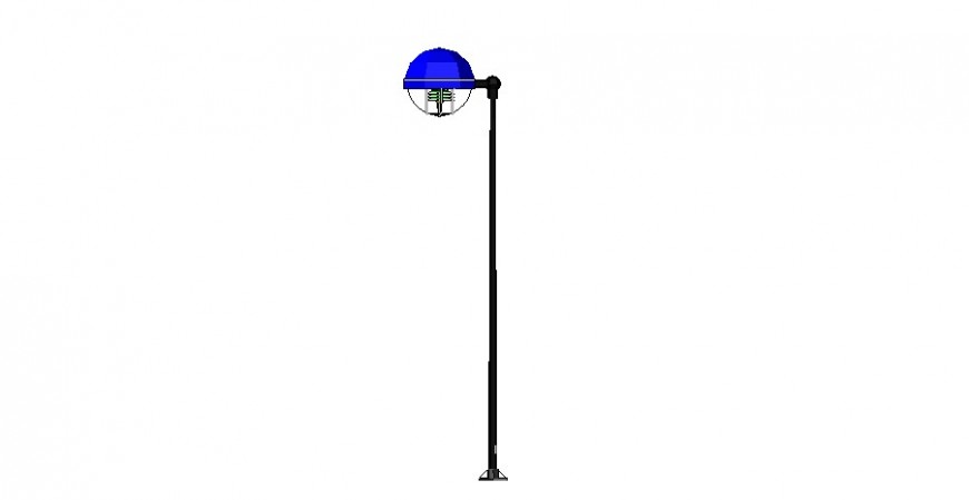 Elevation detail of electrical light lamp post autocad file