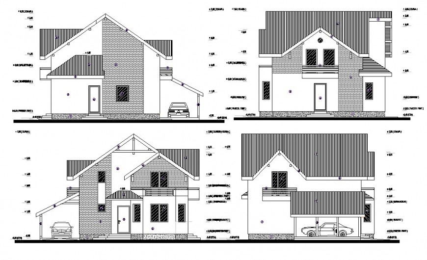Elevation detail of house 2d view CAD block layout file in autocad format
