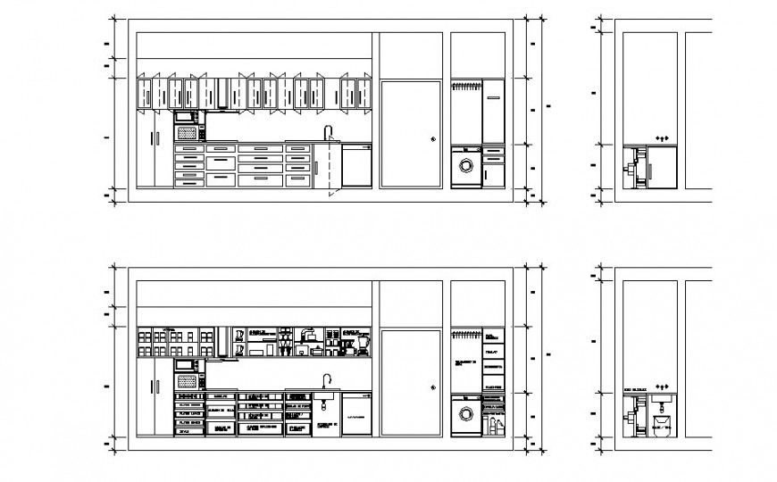 Kitchen Elevation 2D CAD Layout | DWG Structure Detail