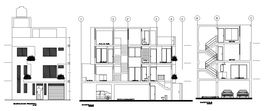 Elevation detail of the house in dwg AutoCAd file.